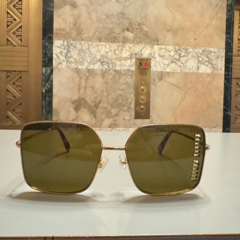 Miu Miu Gold Oversized Square Sunglasses